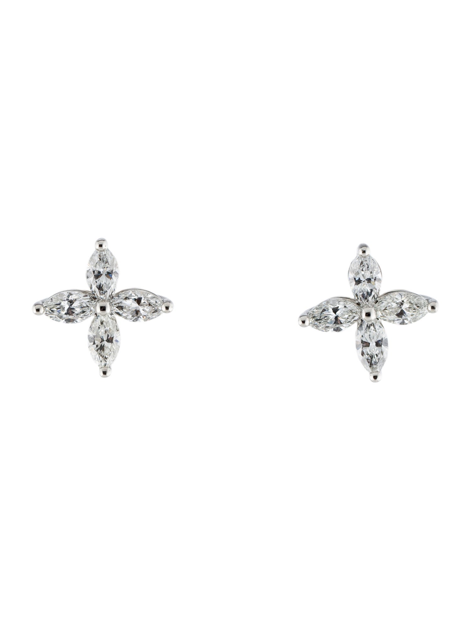 Tiffany & Co. Platinum 1.62ctw Diamond Victoria Stud Earrings