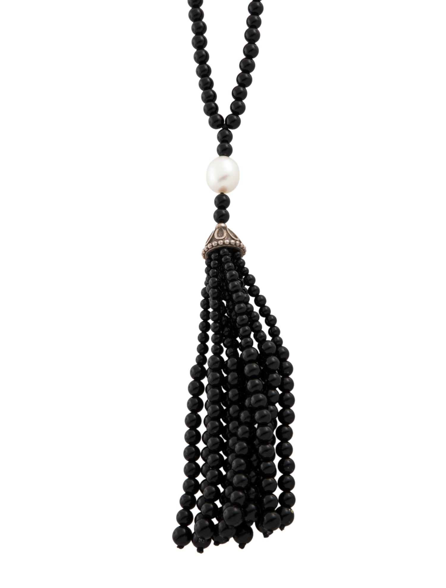 Tiffany & Co. Pearl & Onyx Ziegfeld Tassel Necklace