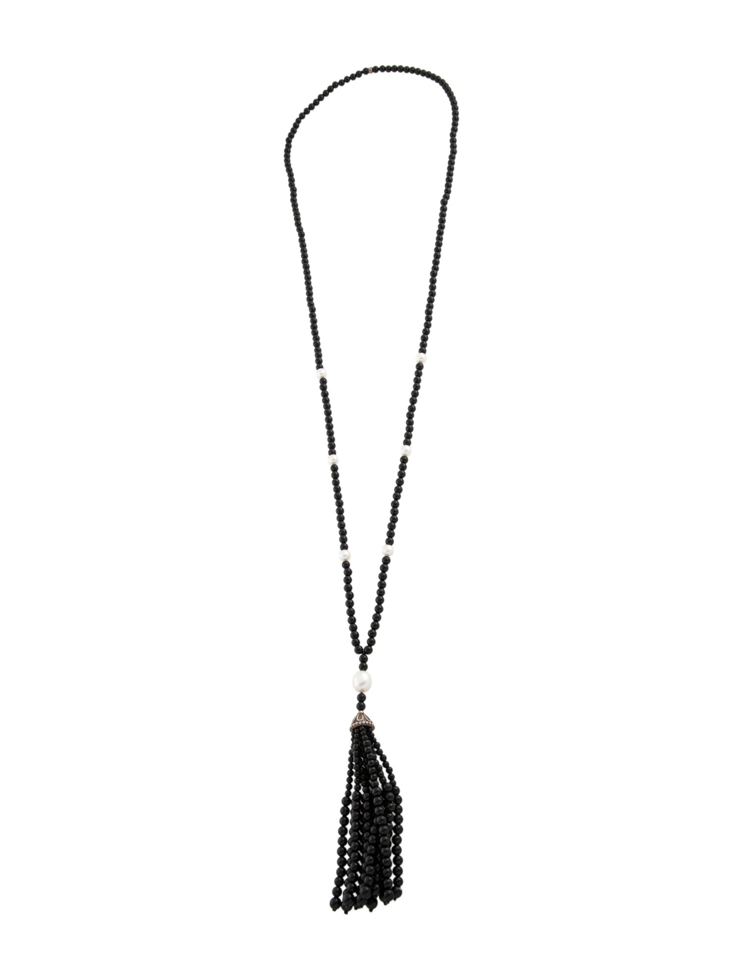 Tiffany & Co. Pearl & Onyx Ziegfeld Tassel Necklace