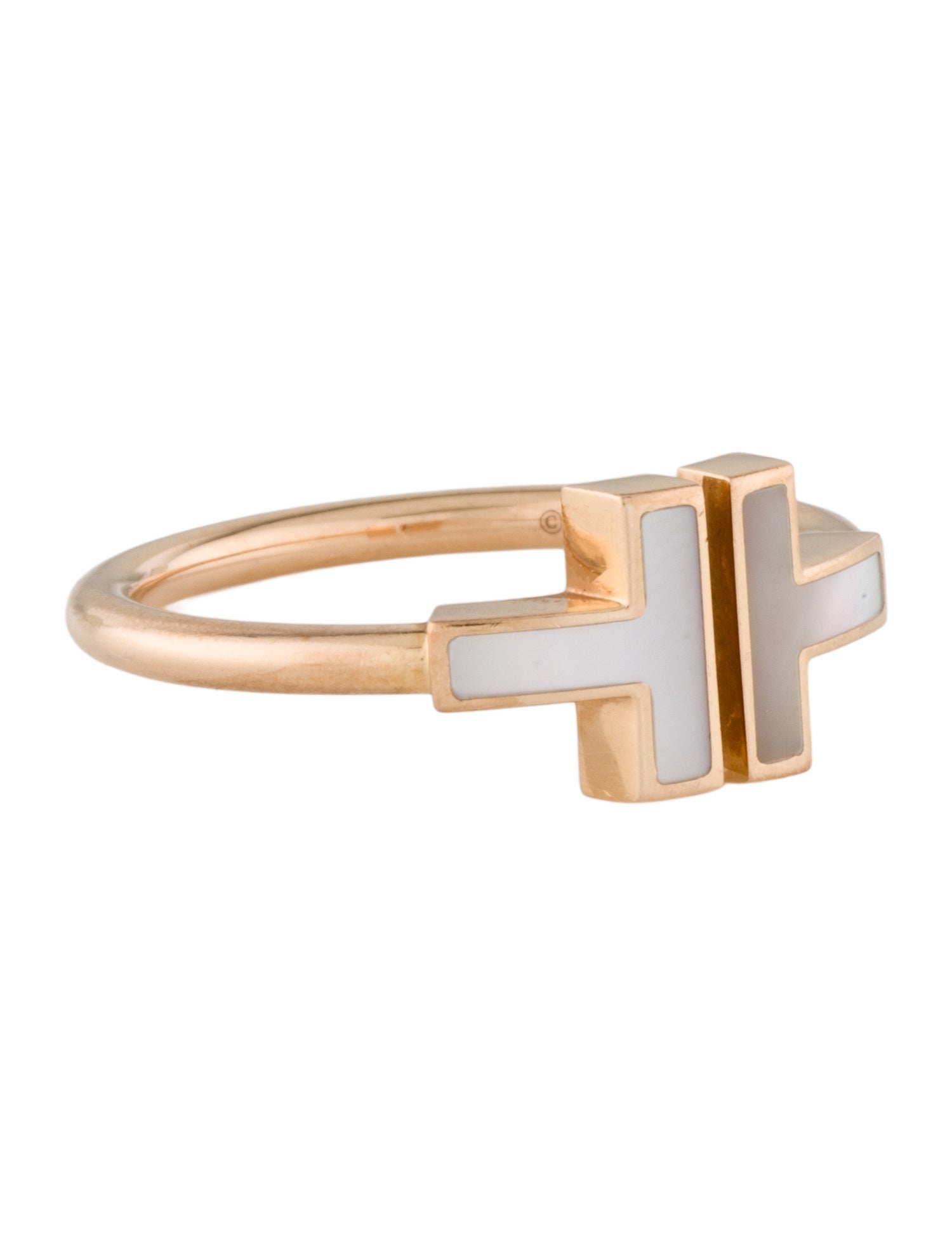 Tiffany & Co. 18K Mother of Pearl T Wire Ring