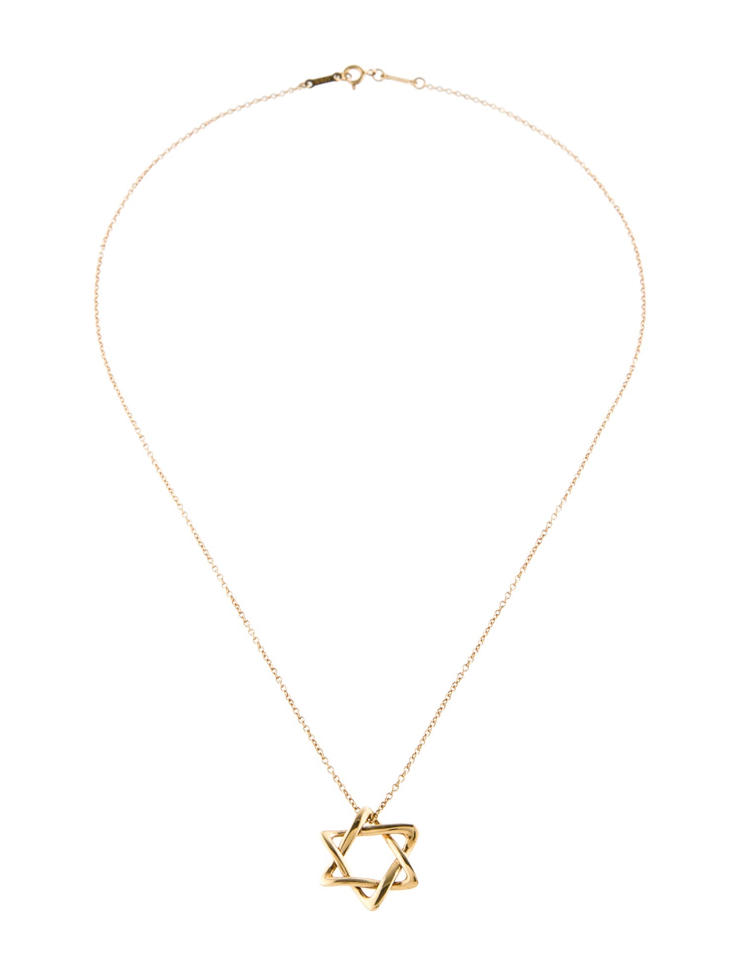 Tiffany & Co. 18K Star of David Pendant Necklace
