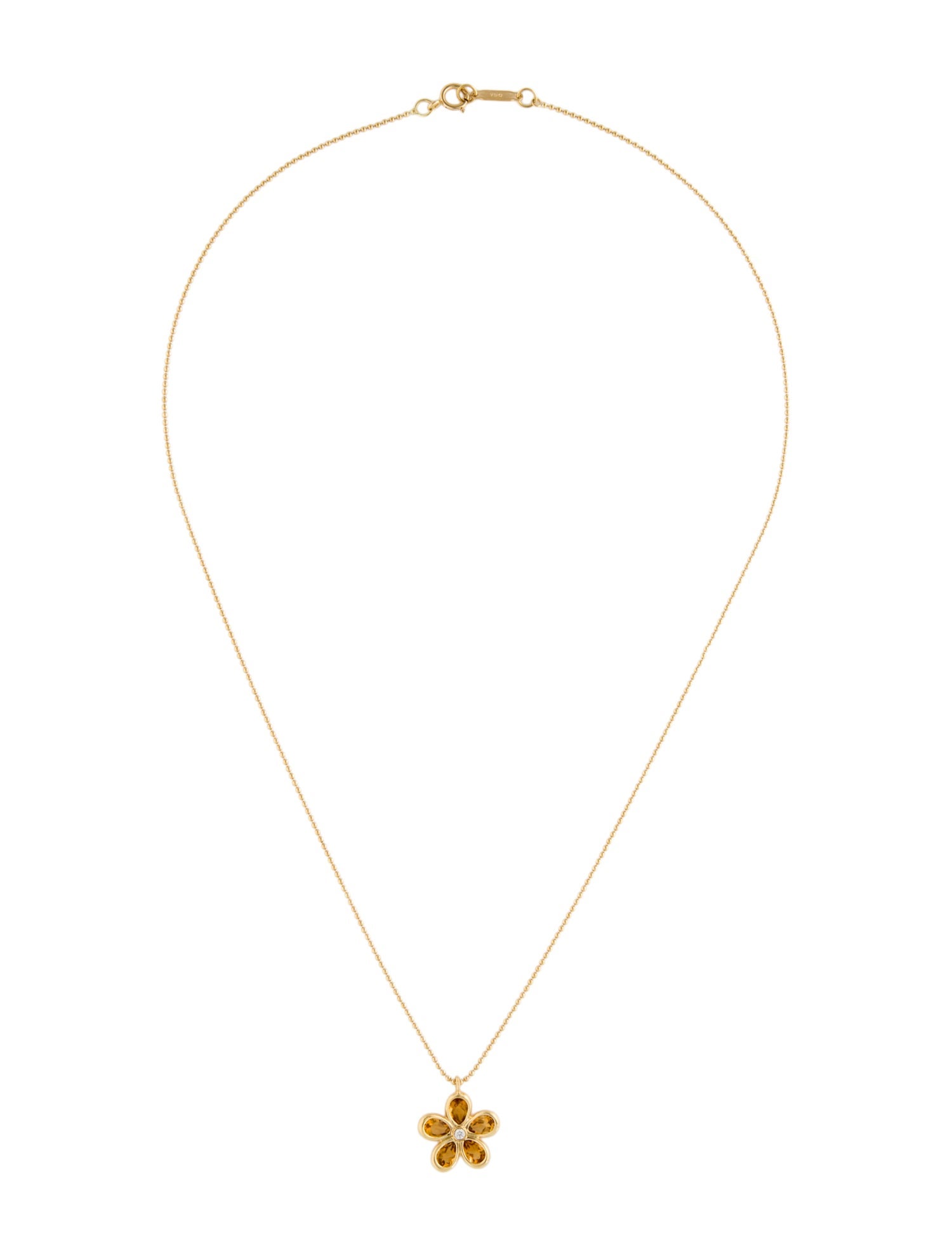 Tiffany & Co. 18K Citrine & Diamond Sparklers Flower Pendant Necklace