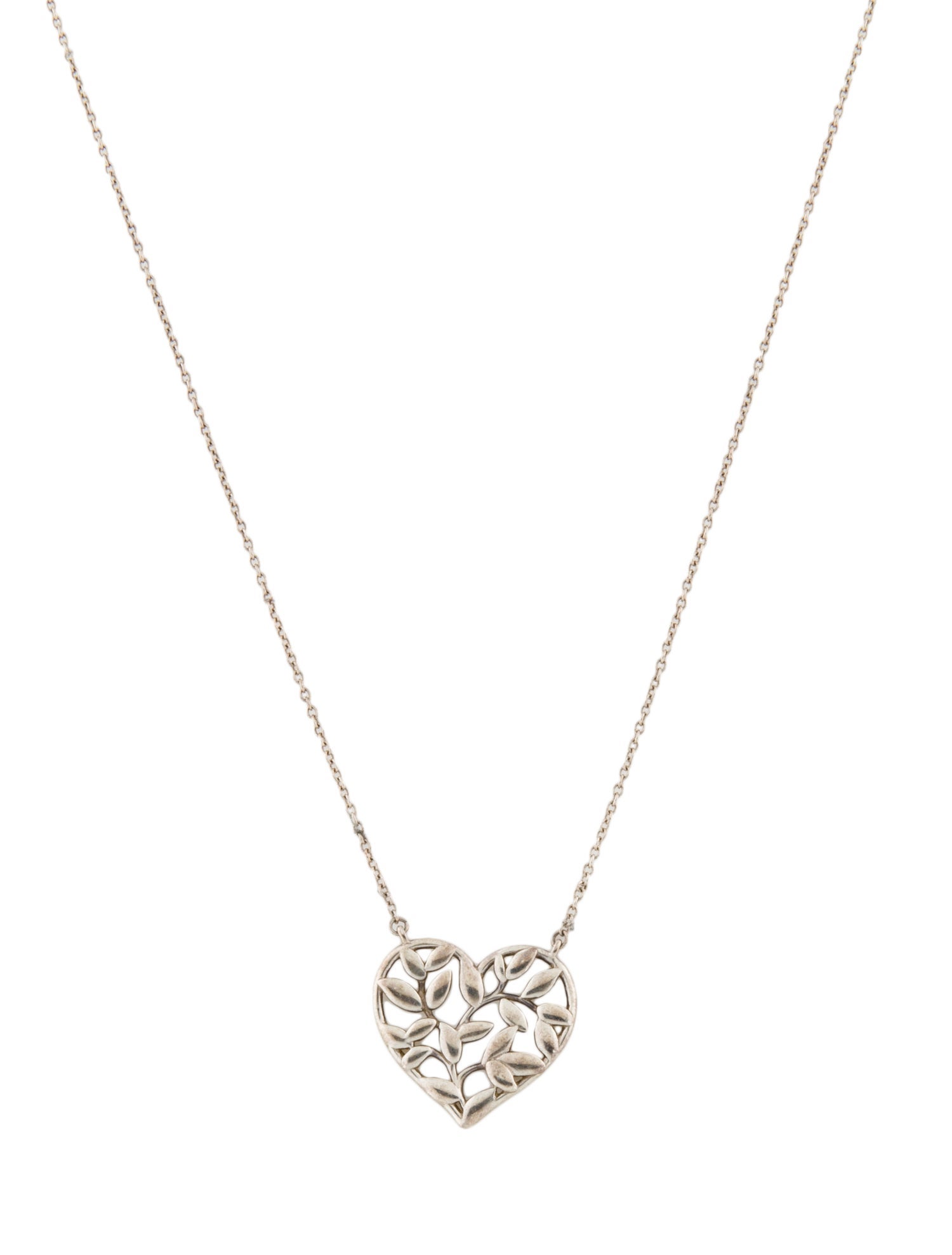 Tiffany & Co. Olive Leaf Heart Pendant Necklace