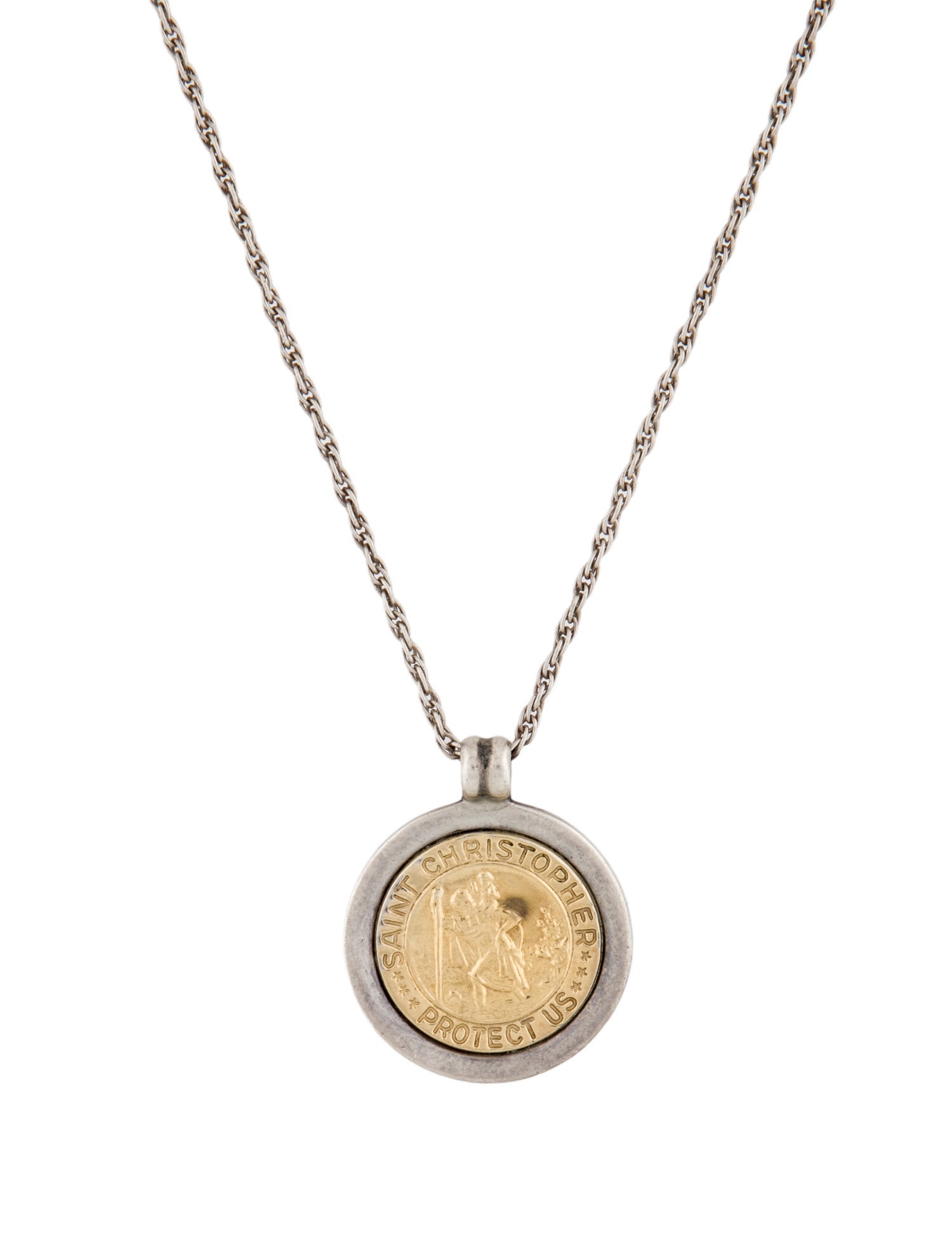 Tiffany & Co. Two-Tone Saint Christopher Medallion Pendant Necklace