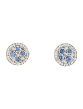 Tiffany & Co. Platinum Diamond & Sapphire Cobblestone Stud Earriings