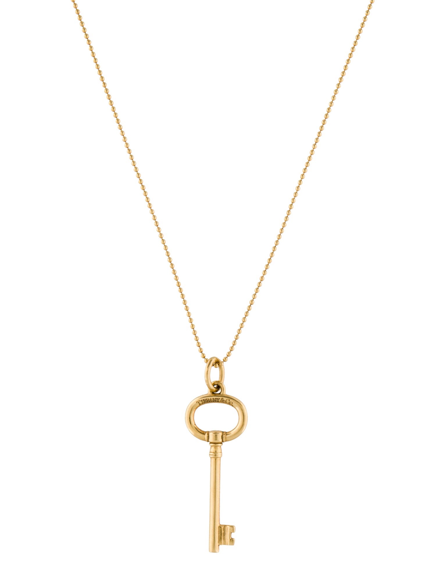 Tiffany & Co. 18K Oval Key Pendant Necklace.