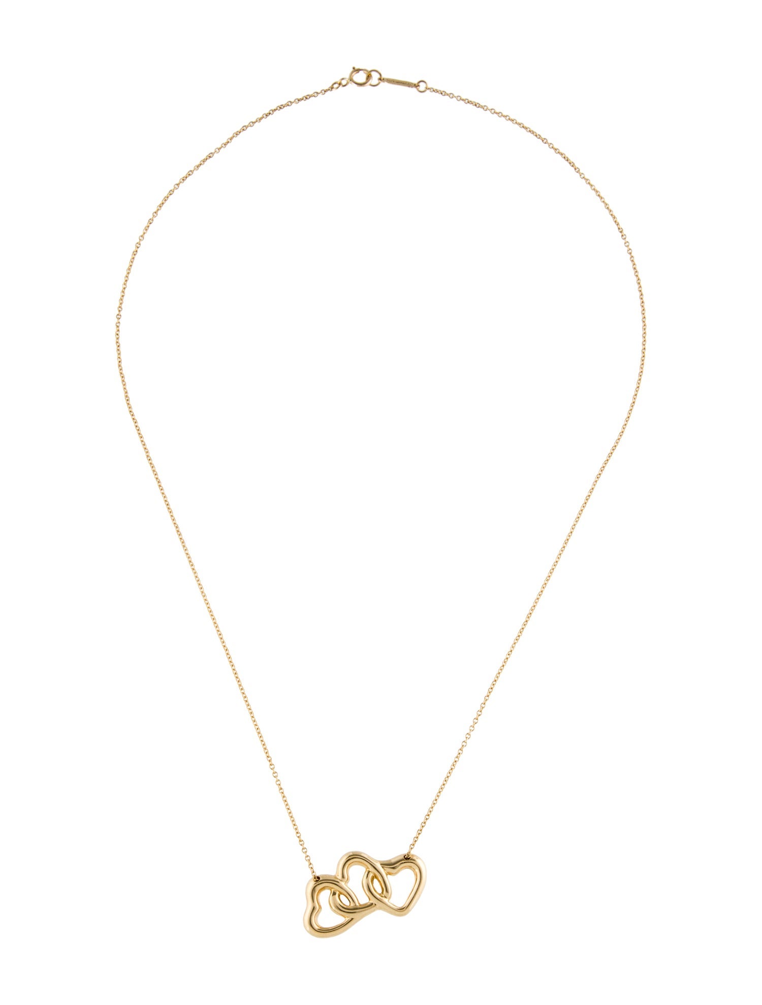 Tiffany & Co. Vintage 18K Interlocking Triple Heart Pendant Necklace