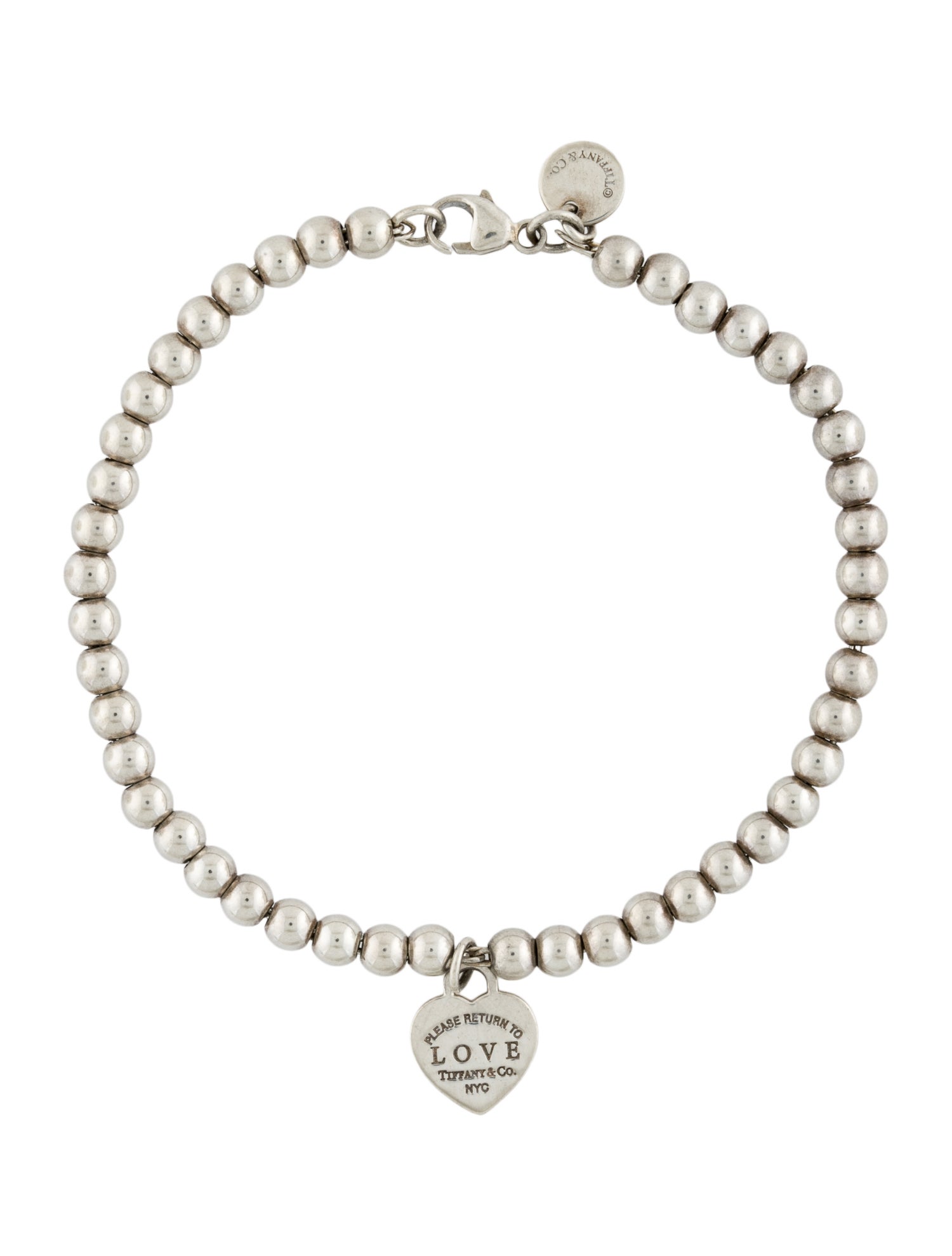 Tiffany & Co. Enamel Love Heart Tag Bead Bracelet
