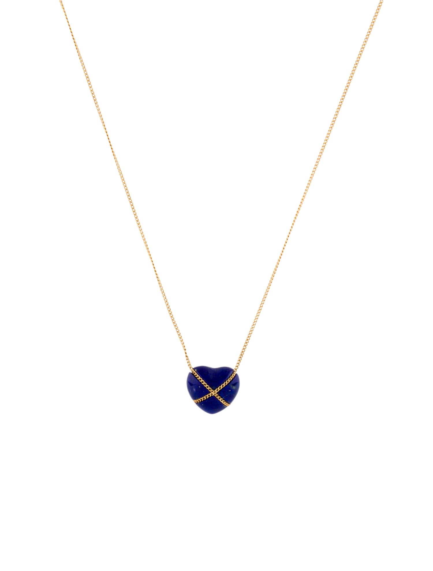Tiffany & Co. Vintage 18K Lapis Lazuli Cross My Heart Pendant Necklace