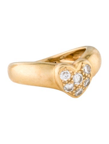 Tiffany & Co. Cocktail Ring Vintage 18K Diamond Heart 3.25
