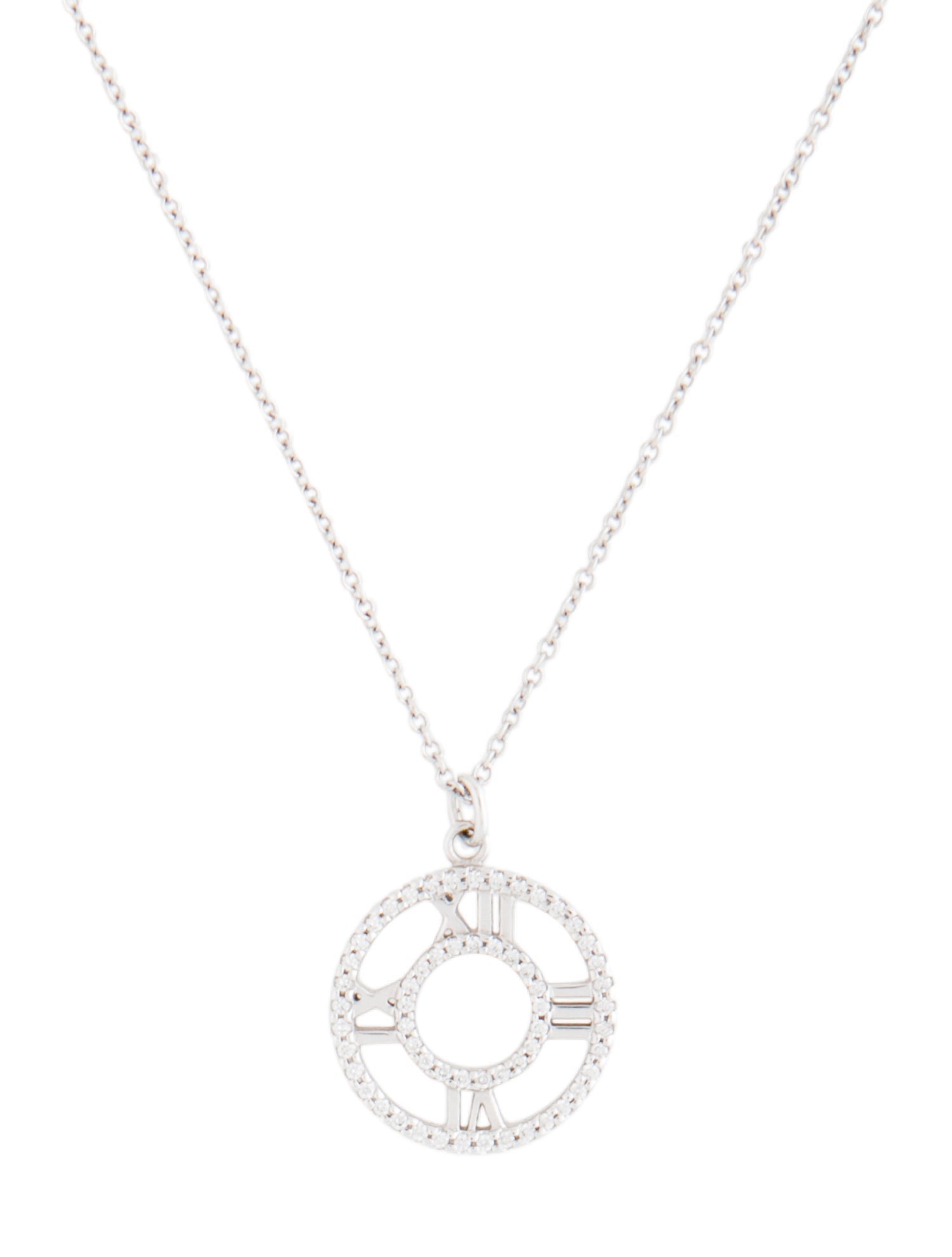 Tiffany & Co. 18K Diamond Atlas Circle Pendant Necklace