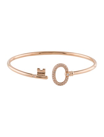 Tiffany 18K Diamond Oval Key Wire Bracelet Link, Bracelets