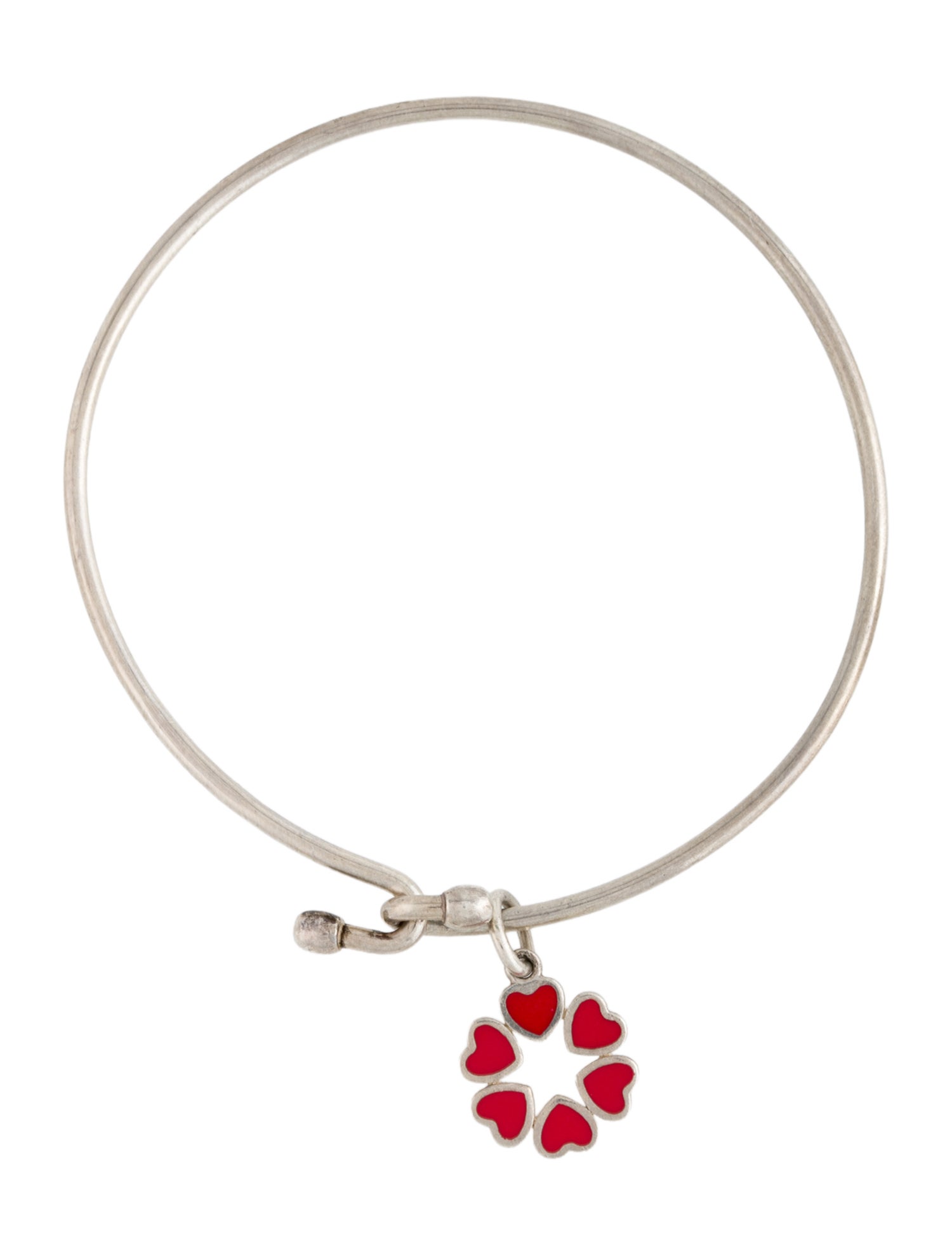 Tiffany & Co. Enamel Heart Charm Bangle Bracelet