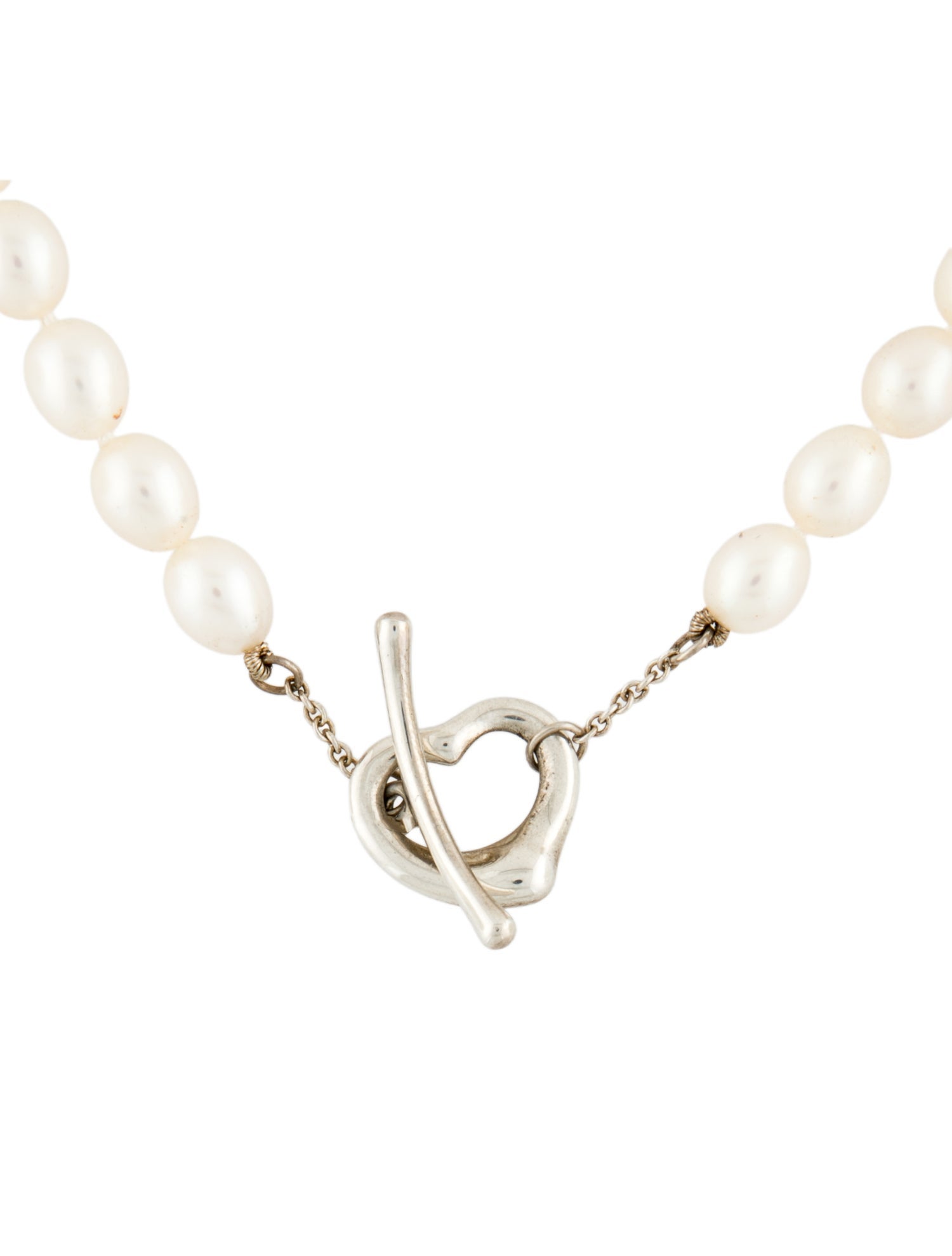 Tiffany & Co. Pearl Open Heart Toggle Necklace