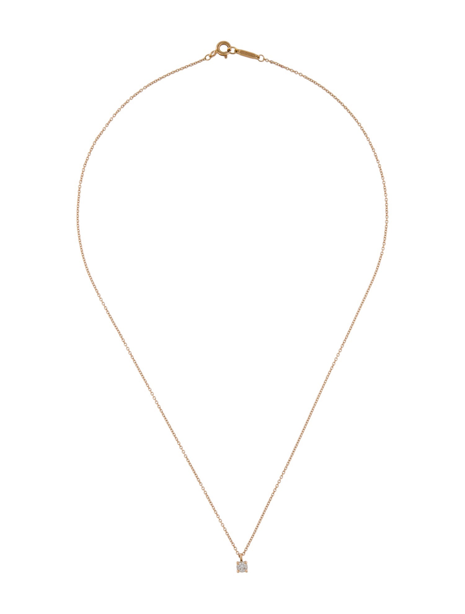 Tiffany & Co. 18K Solitaire Pendant Necklace