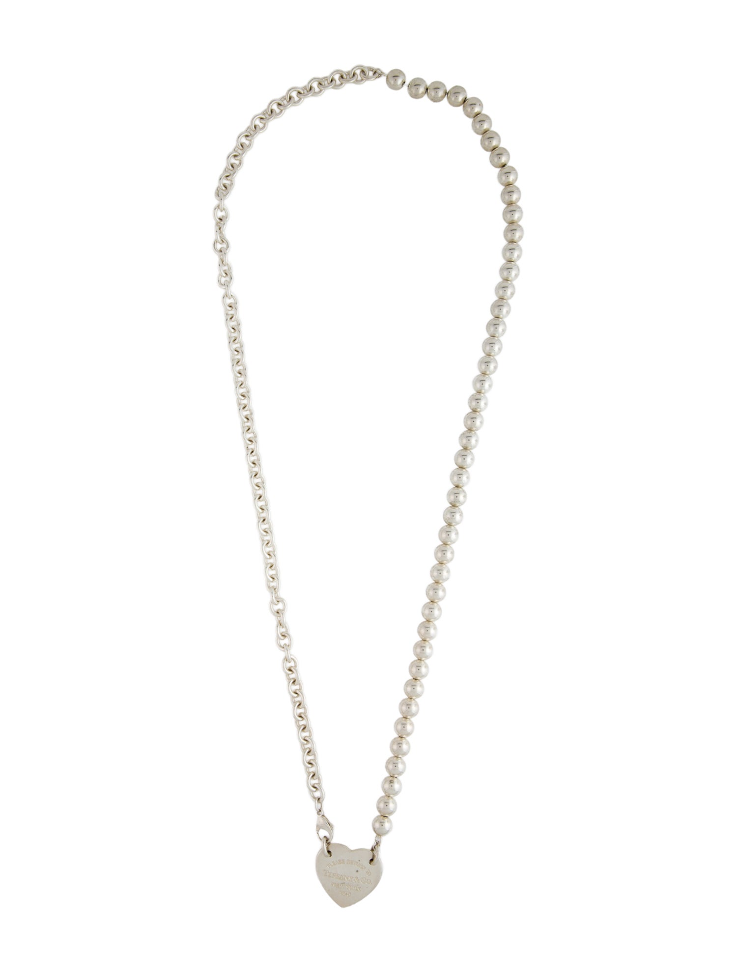Tiffany & Co. Heart Tag Chain Bead Wrap Necklace
