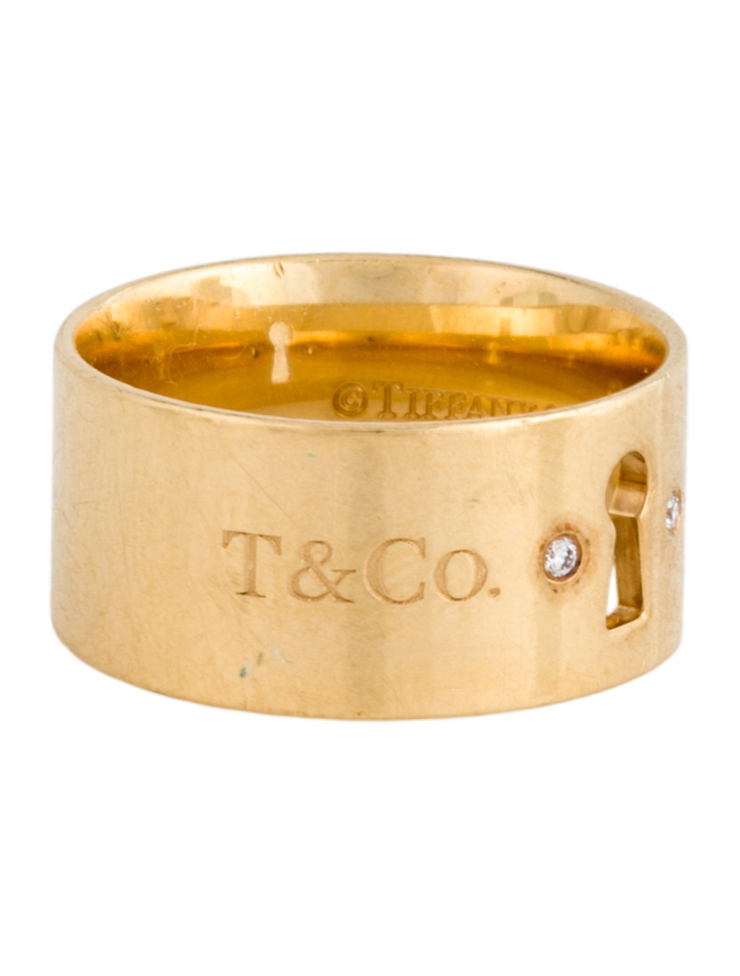Tiffany & Co. 18K Diamond Keyhole Wide Band