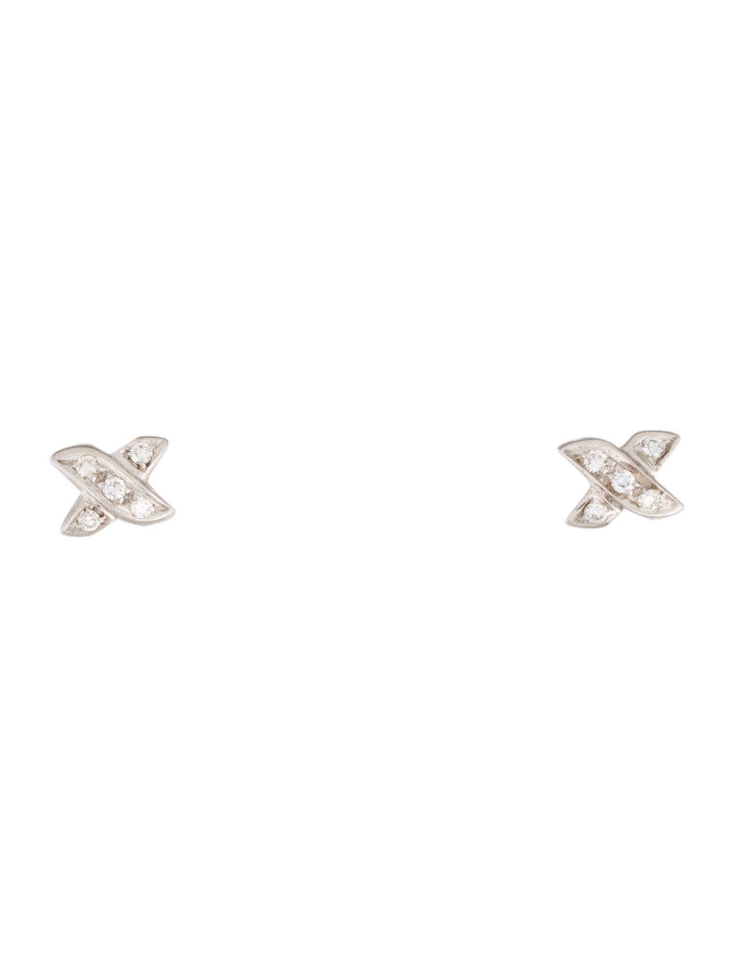 Tiffany & Co. 18K Diamond Cross Stitch X Stud Earrings