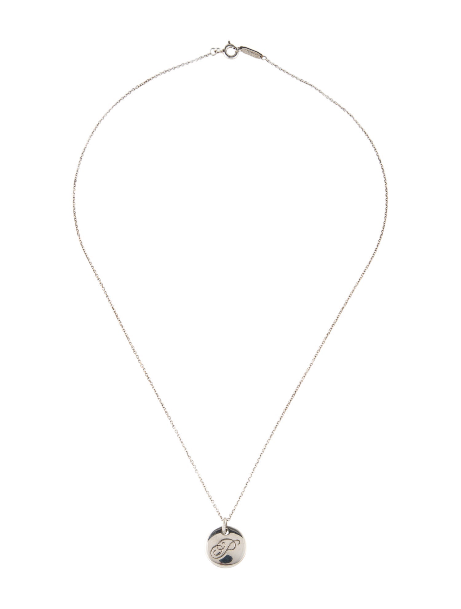 Tiffany & Co. Letter 'P' Round Pendant Necklace