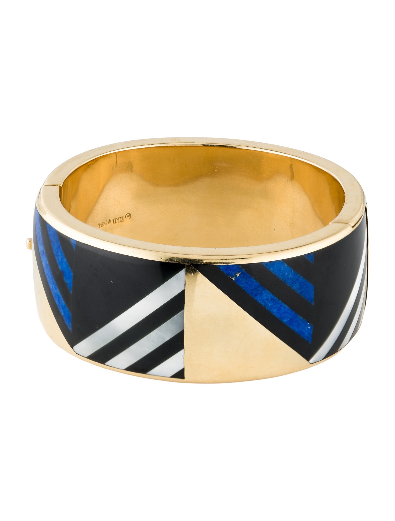 Tiffany & Co. Vintage 18K Multistone Inlay Bangle Bracelet