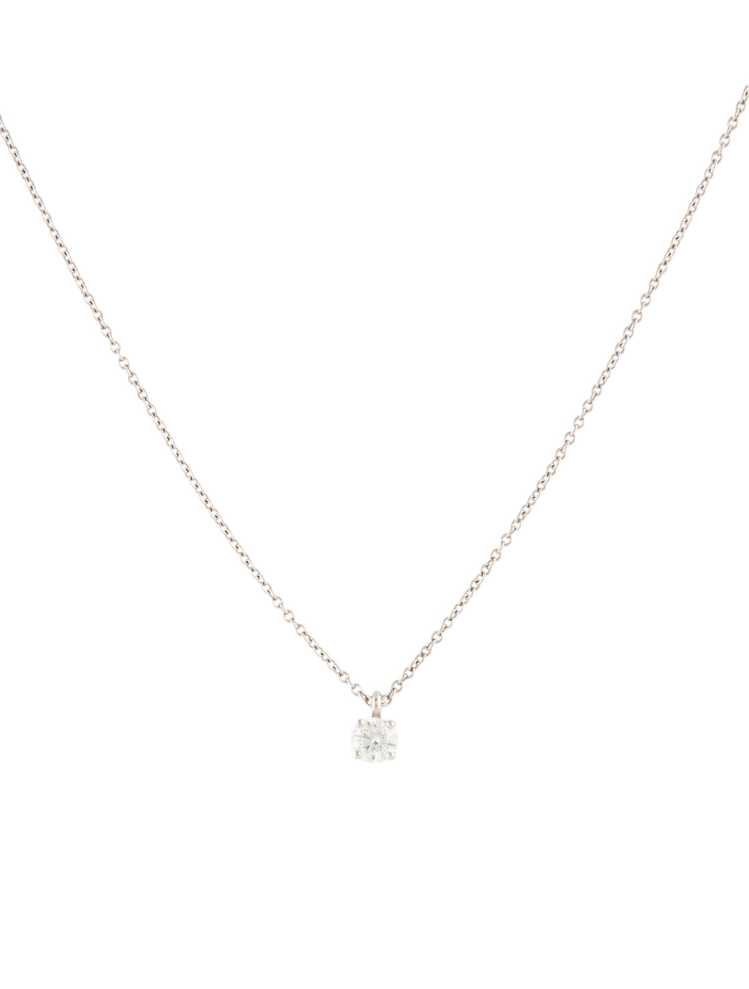Tiffany & Co. Platinum Diamond Solitaire Pendant Necklace
