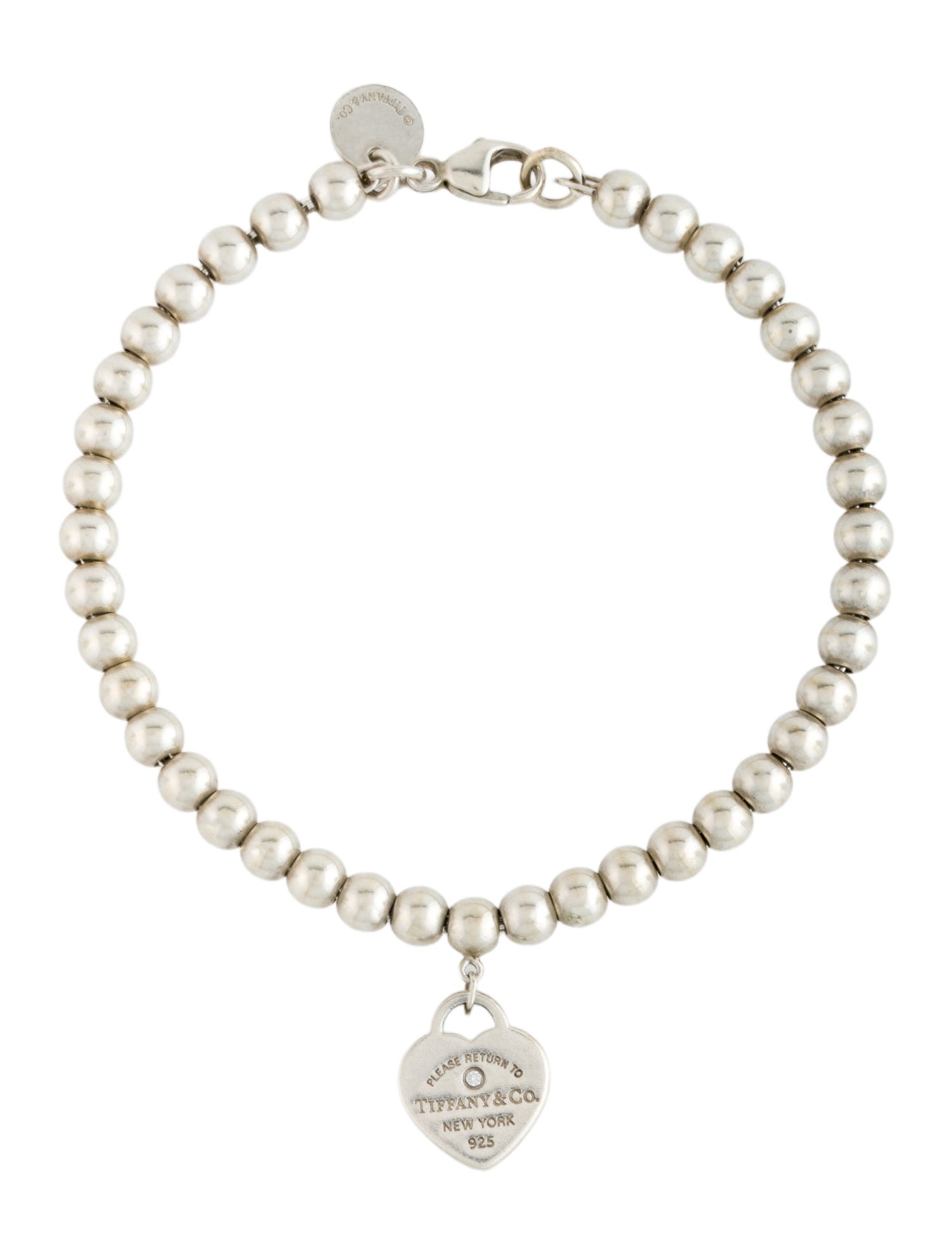 Tiffany & Co. Diamond Tiffany Blue® Heart Tag Bead Bracelet