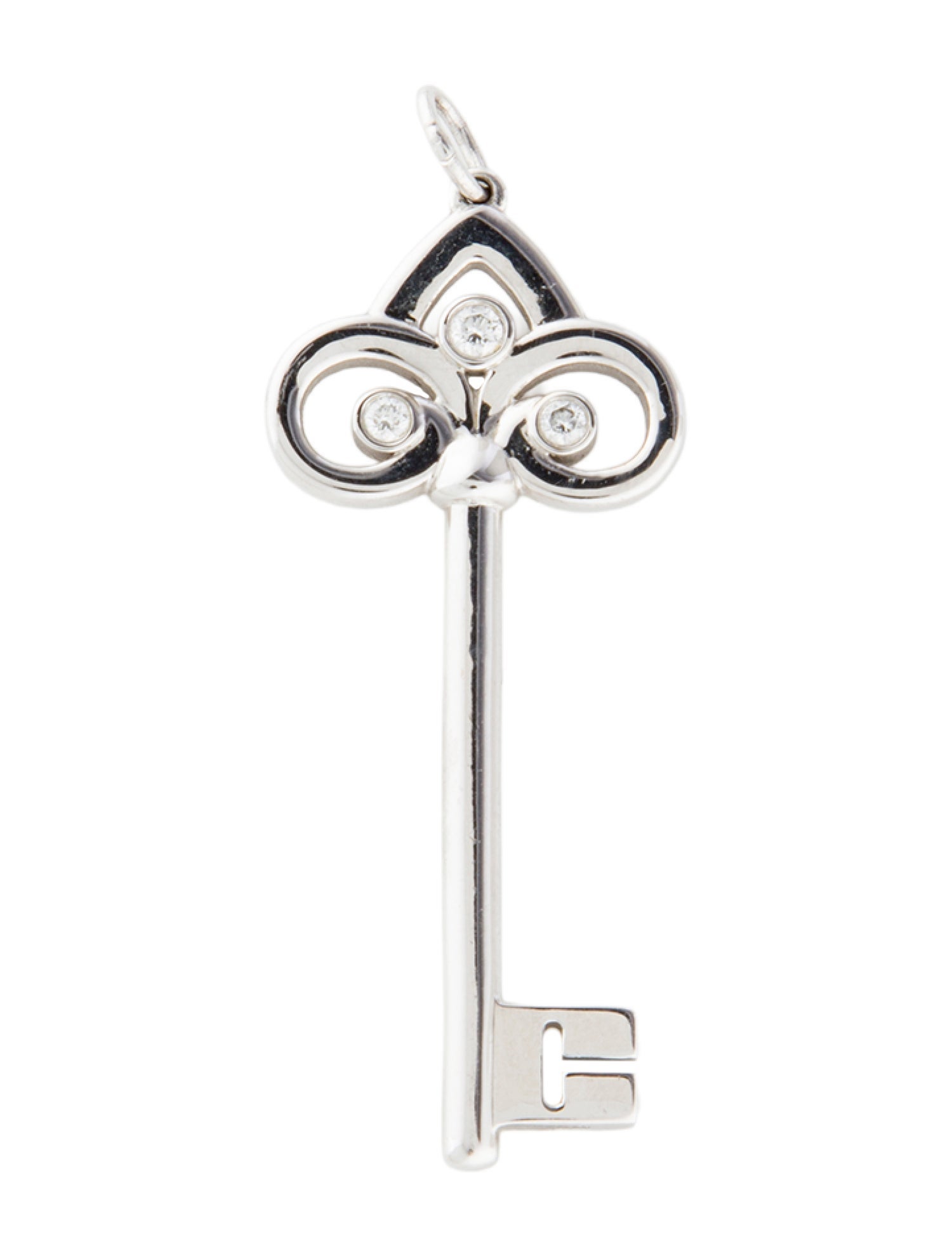 Tiffany & Co. 18K Diamond Fleur De Lis Key Pendant