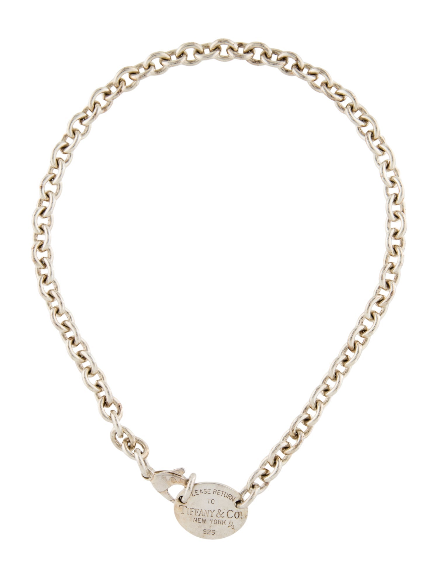 Tiffany & Co. Oval Tag Choker Chain Necklace