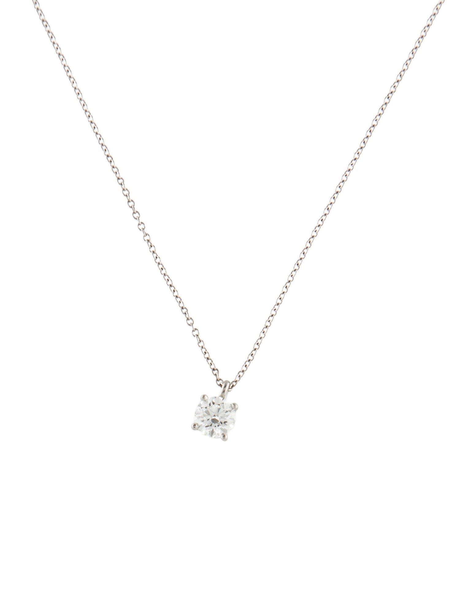 Tiffany & Co. Platinum Diamond Solitaire Pendant Necklace