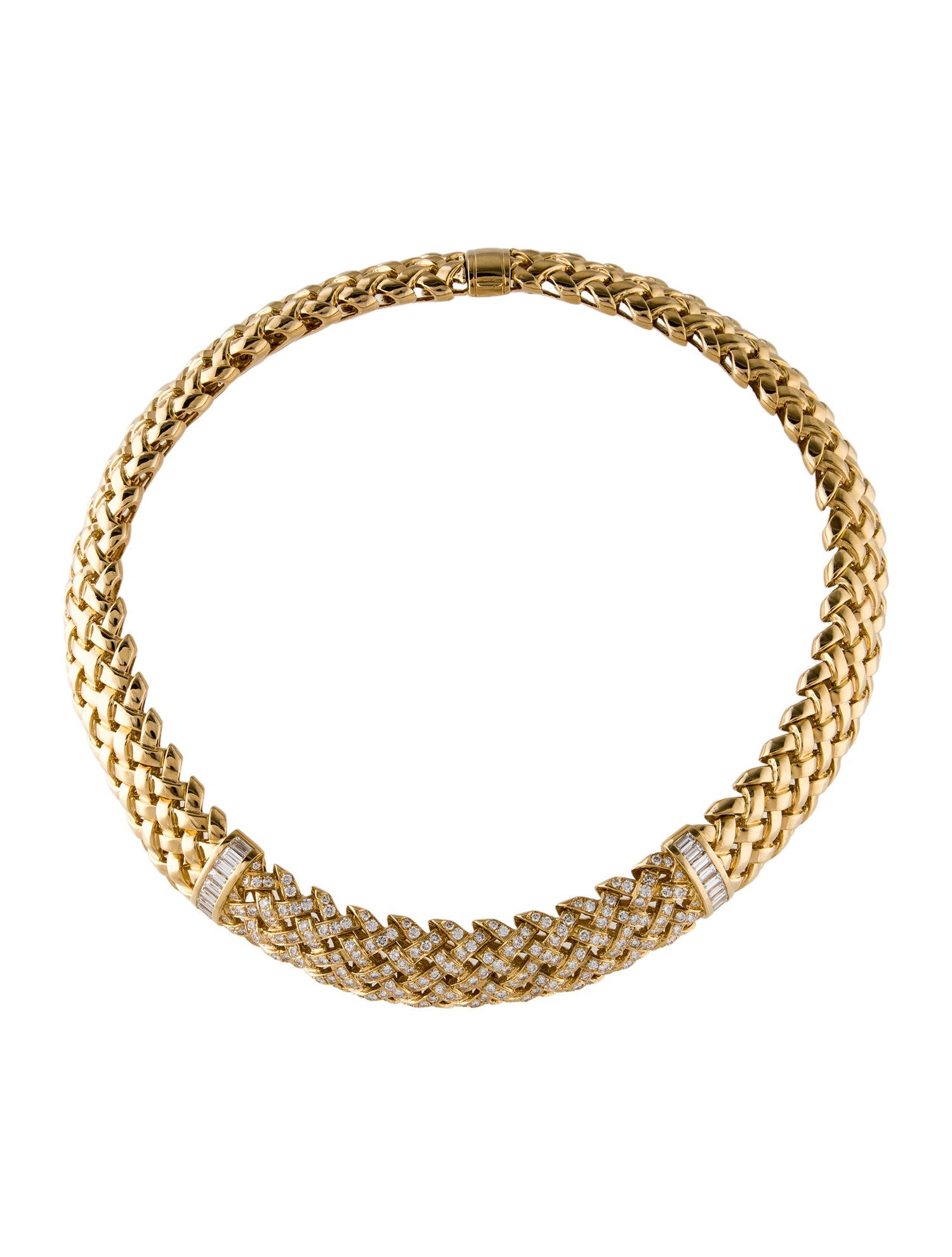 Tiffany & Co. Vintage 18K 7.77ctw Diamond Vannerie Collar Necklace