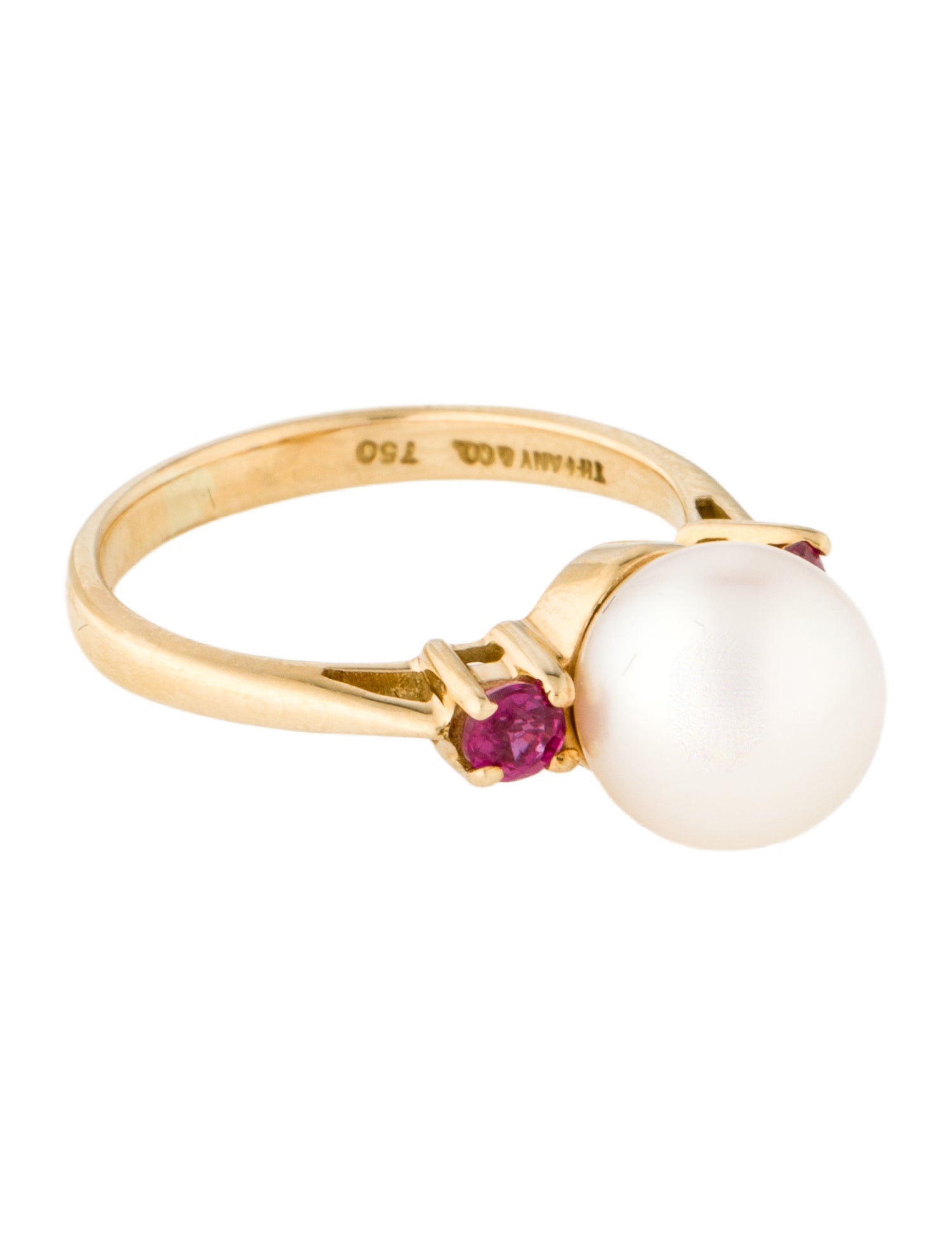 Tiffany & Co. Vintage 18K Pearl & Ruby Cocktail Ring