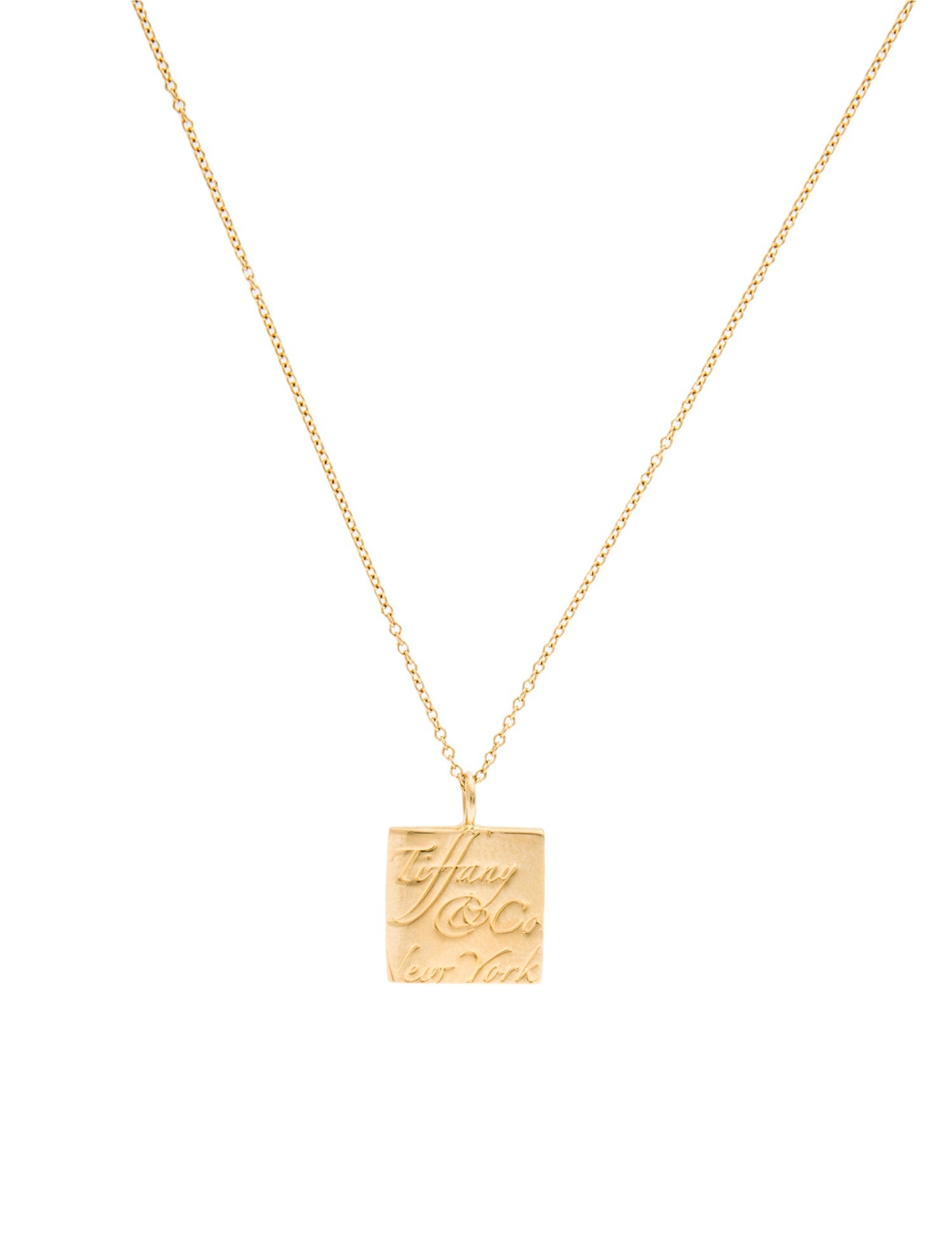 Tiffany & Co. 18K Small Tiffany Notes Square Pendant Necklace