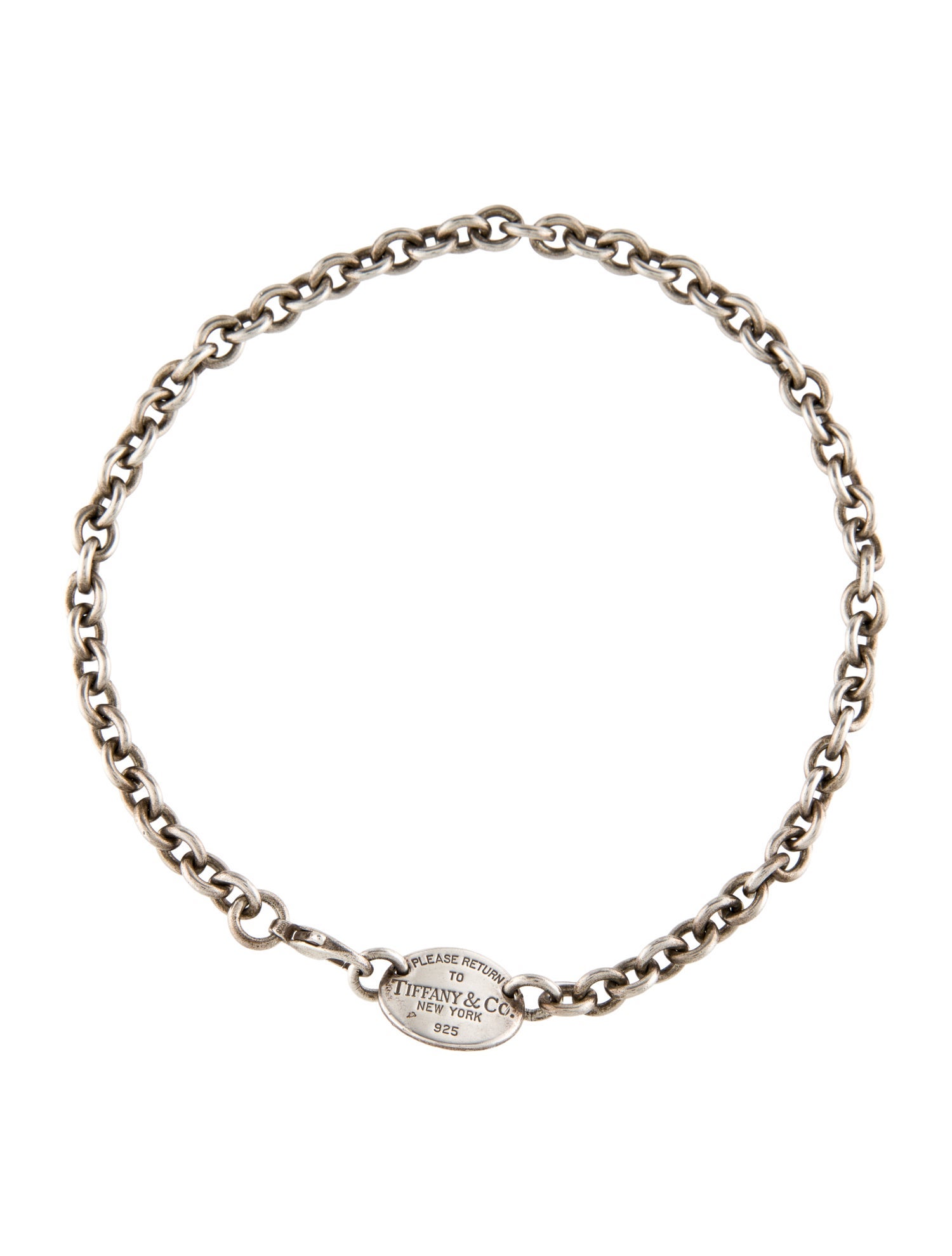 Tiffany & Co. Oval Tag Chain Choker Necklace