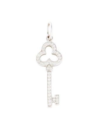 Tiffany & Co. 18K Diamond Trefoil Key Pendant