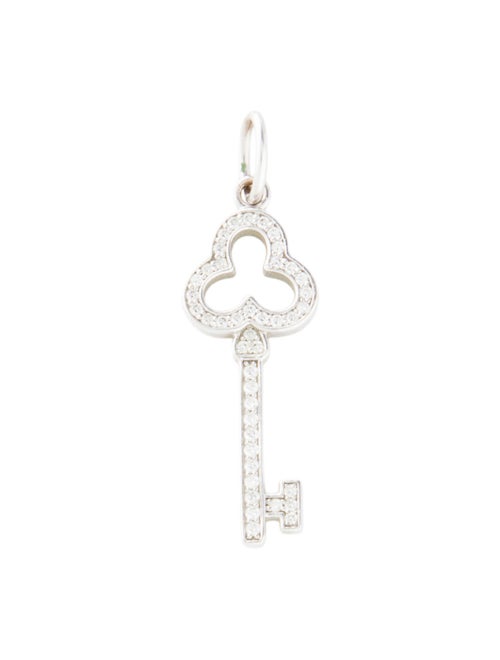 Tiffany & Co. 18K Diamond Trefoil Key Pendant