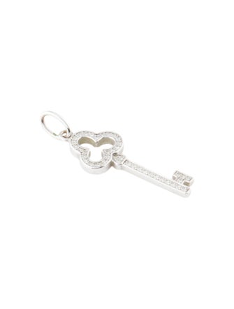 Tiffany & Co. 18K Diamond Trefoil Key Pendant
