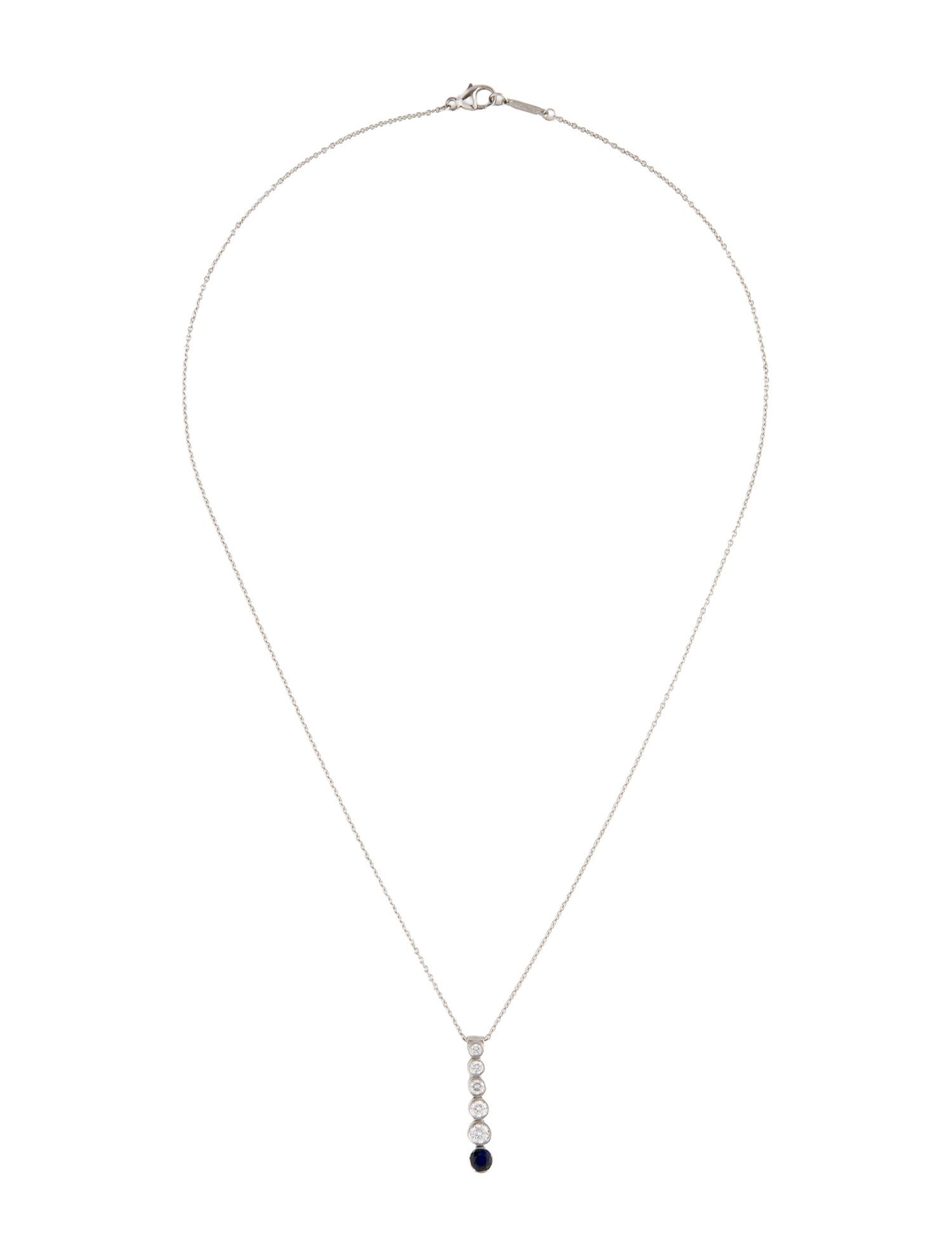 Tiffany & Co. Platinum Diamond & Sapphire Jazz™ Graduated Pendant Necklace