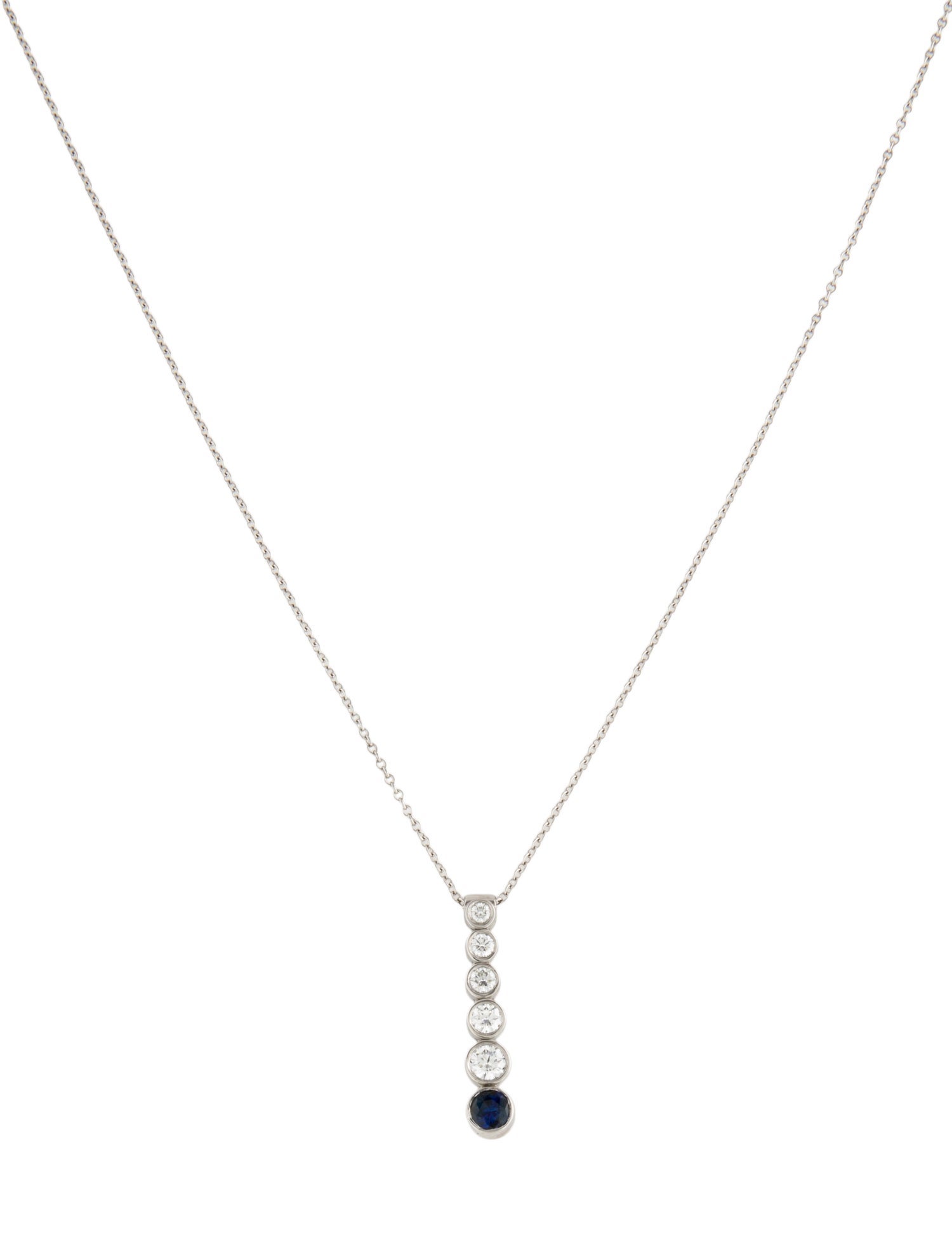 Tiffany & Co. Platinum Diamond & Sapphire Jazz™ Graduated Pendant Necklace