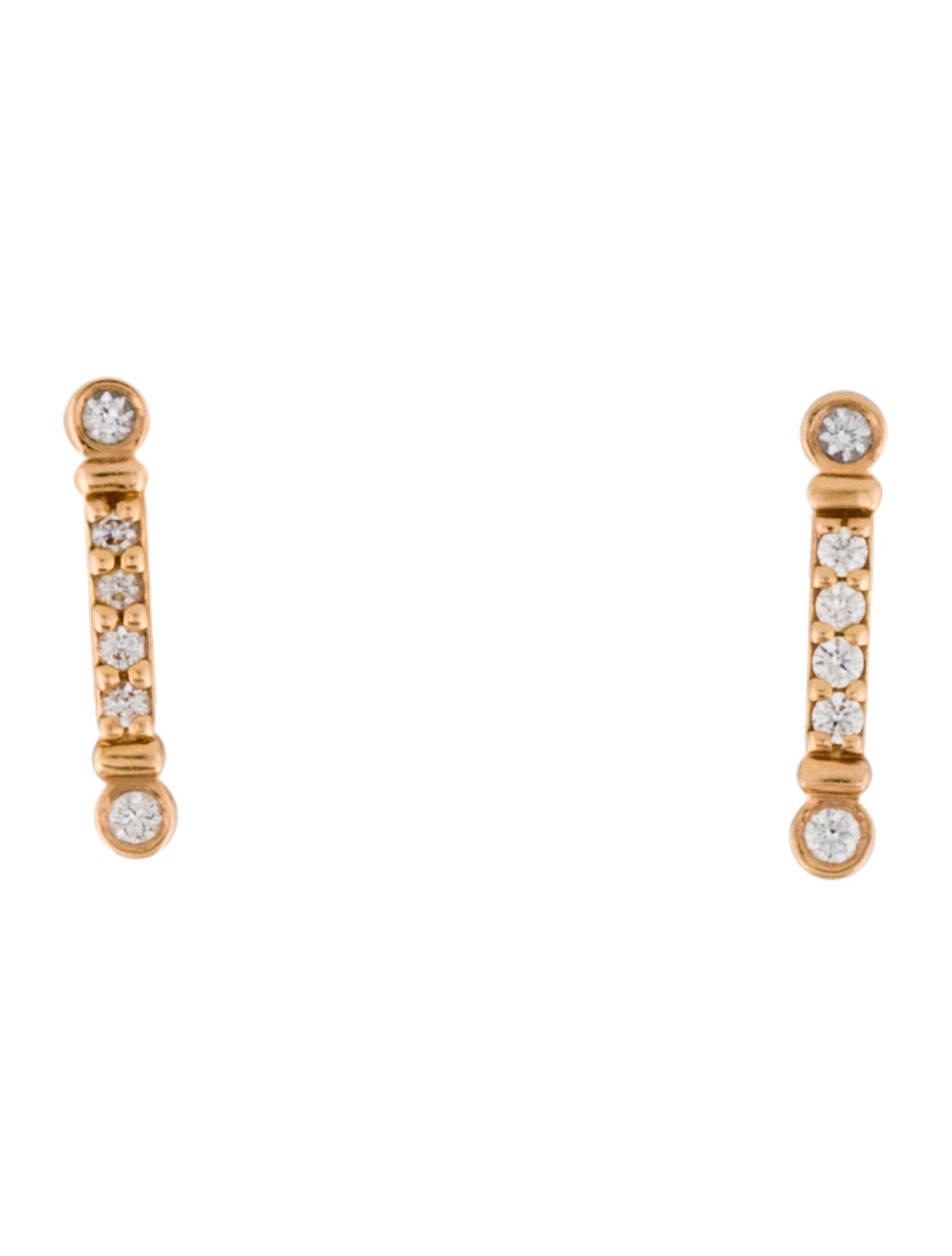 Tiffany & Co. 18K Diamond Fleur de Lis Key Bar Stud Earrings