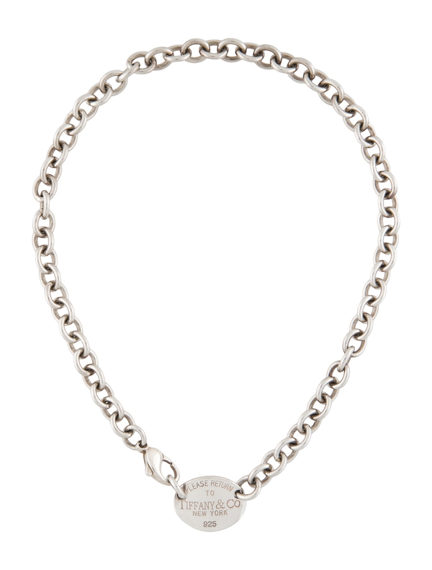 Tiffany & Co. Oval Tag Choker Chain Necklace