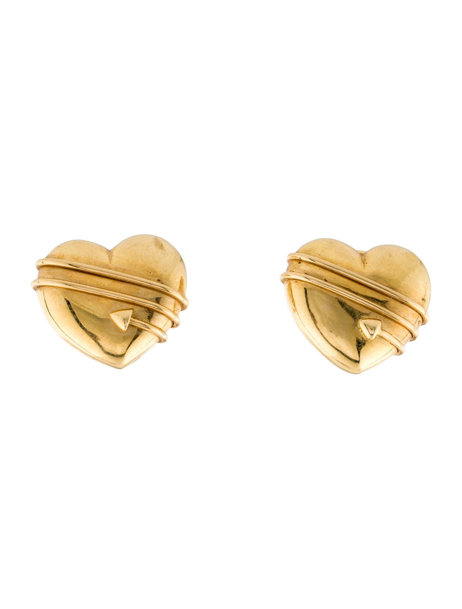 Tiffany & Co. Vintage 18K Arrow Heart Clip-On Earrings