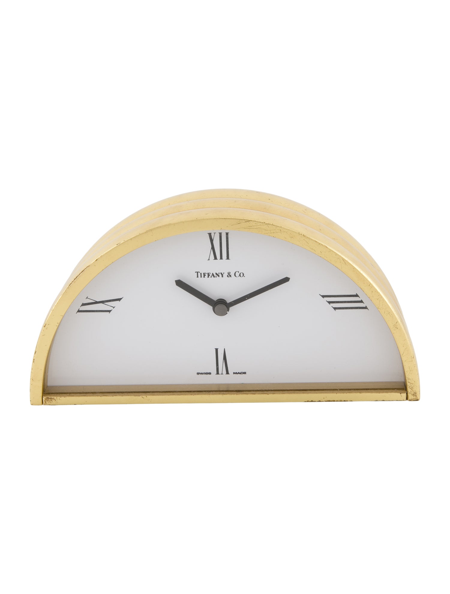 Tiffany & Co. Brass Half Moon Mantel Clock