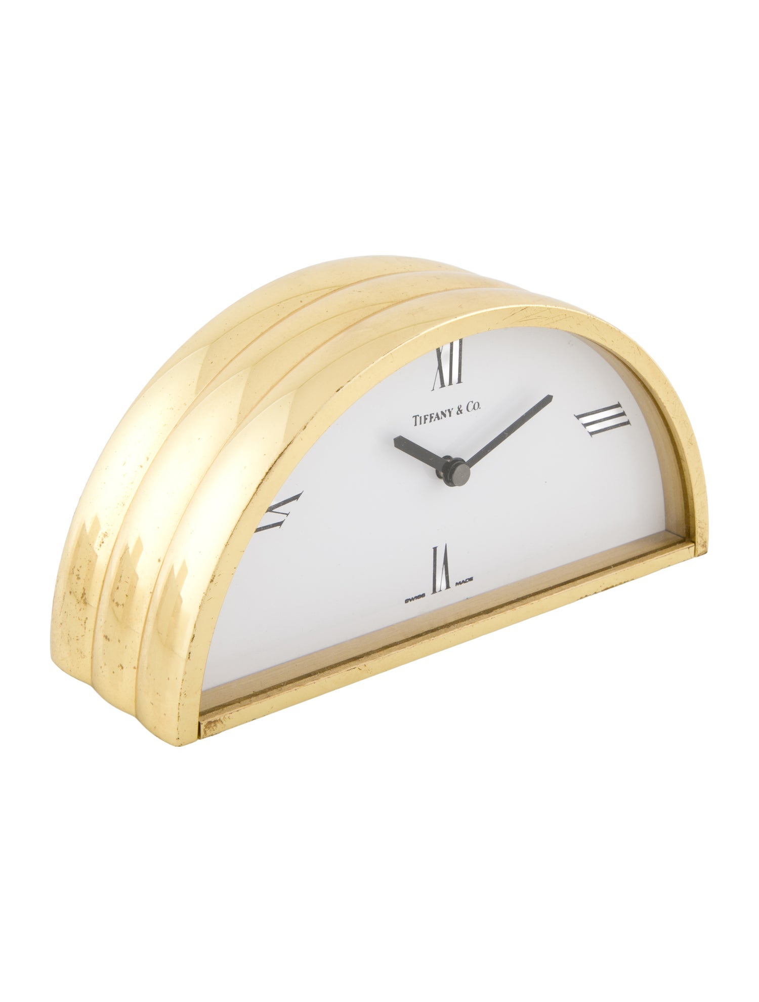 Tiffany & Co. Brass Half Moon Mantel Clock