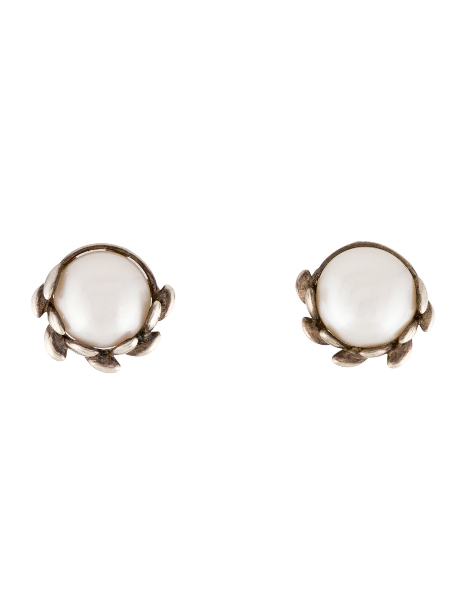 Tiffany & Co. Pearl Olive Leaf Stud Earrings