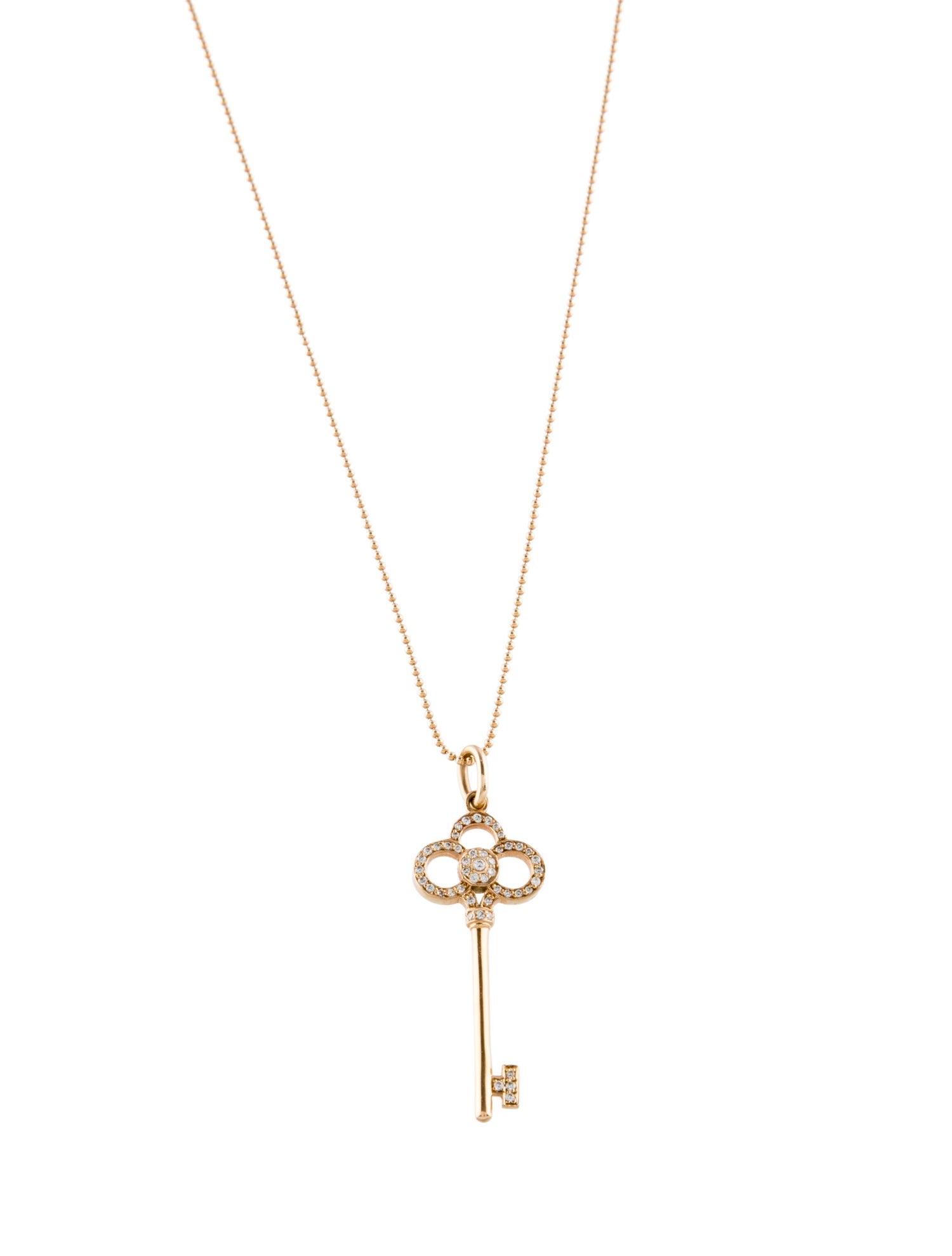 Tiffany & Co. 18K Diamond Crown Key Pendant Necklace