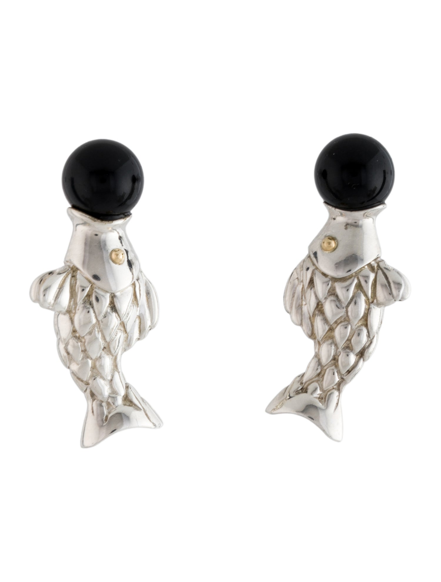 Tiffany & Co. Vintage Onyx Bead Fish Earrings