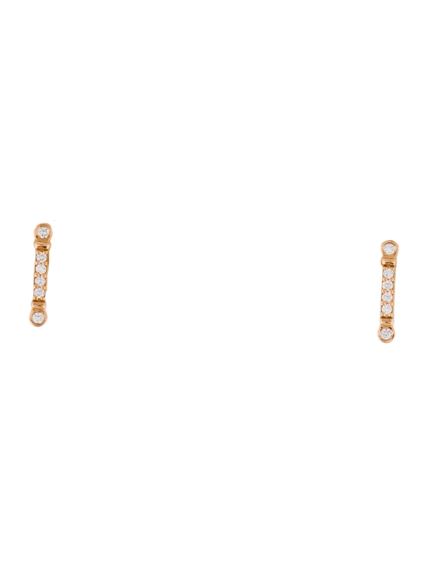 Tiffany & Co. 18K Diamond Fleur de Lis Key Bar Stud Earrings