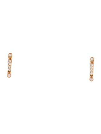 Tiffany & Co. 18K Diamond Fleur de Lis Key Bar Stud Earrings