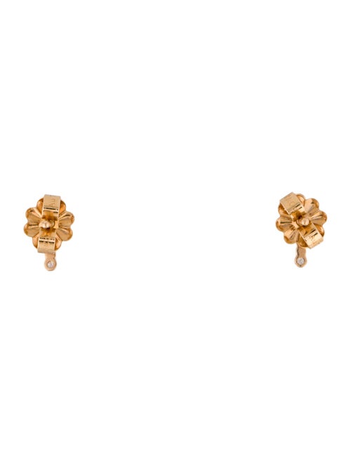 Tiffany & Co. 18K Diamond Fleur de Lis Key Bar Stud Earrings
