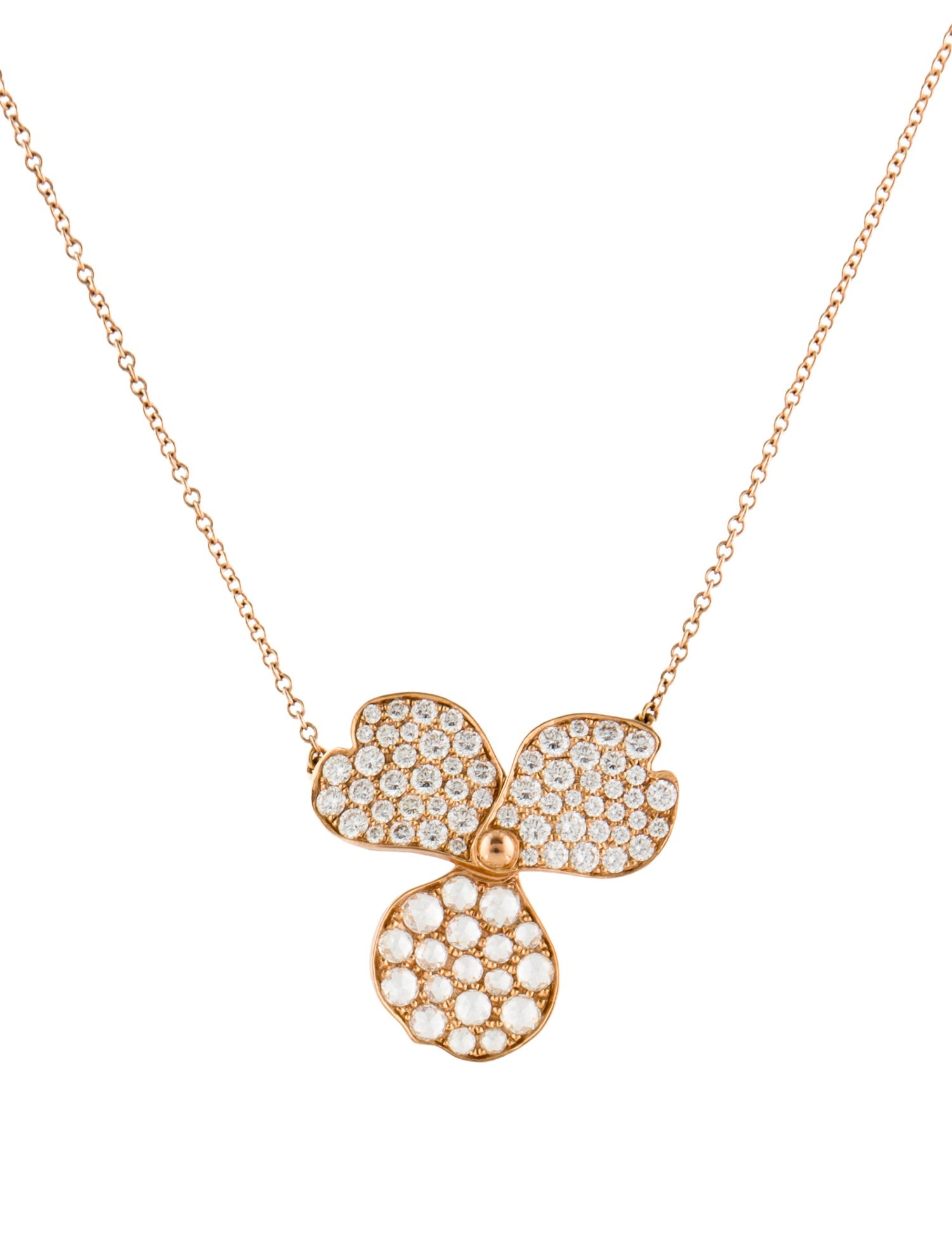 Tiffany & Co. 18K Diamond Large Paper Flowers Pendant Necklace